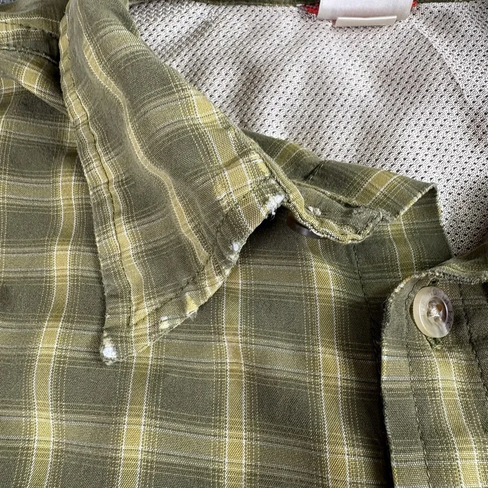 The North Face Shirt Men M Olive Plaid Button‎ Hiking Grunge Workwear Distressed